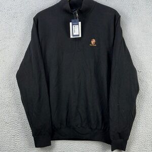 Fairway Greene Merino Wool Sweater Wind Pullover Mens XL Black Quarter ZIp NEW